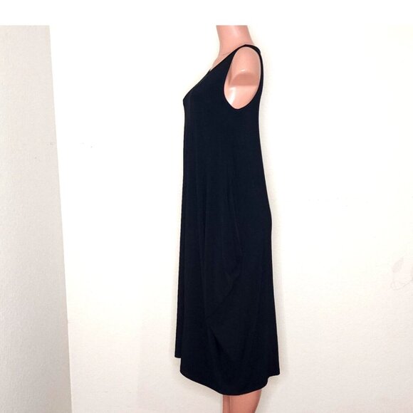 Joseph Ribkoff Black Sleeveless Jersey Midi Dress Draped Sides - Picture 3 of 7